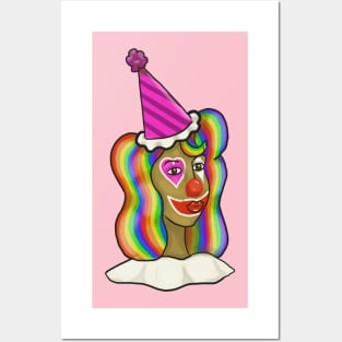 Rainbow Clown Posters and Art